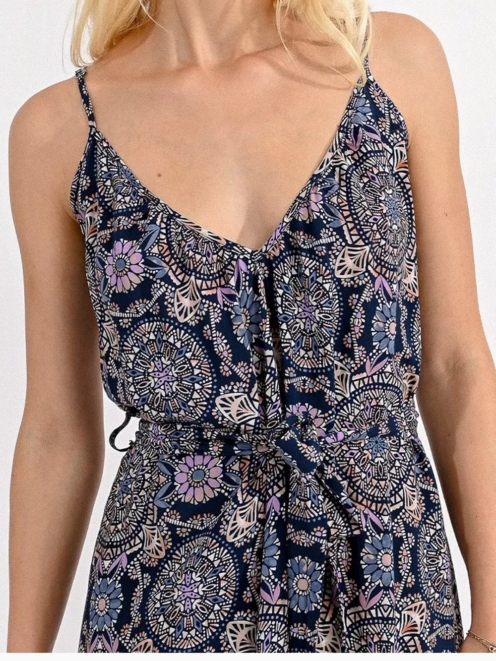 Molly Bracken Navy Paisley Strap Dress